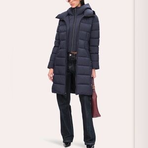 TAHARI HOODED BIBBED PUFFER COAT